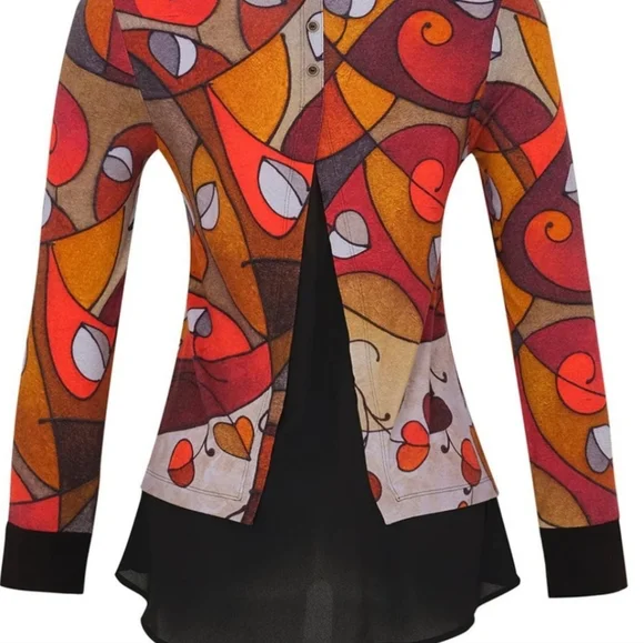 Dolcezza Simply Art | Heart Leaves Abstract Tunic Top * NWT - Picture 2 of 12